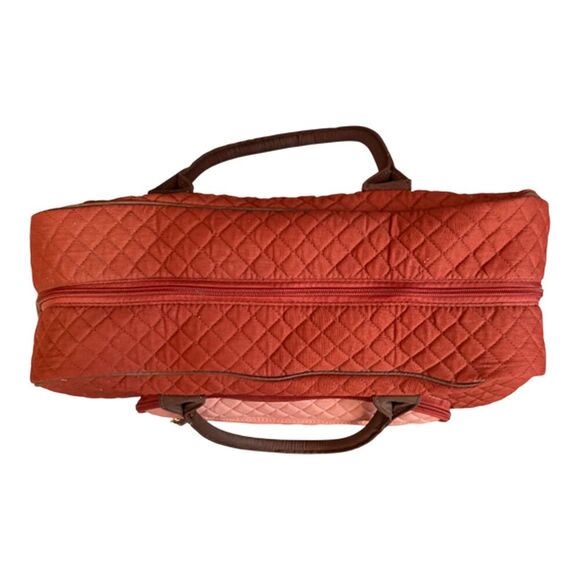 Quilted Puffer Pink Orange-ish Brown Large Travel Bag - Picture 2 of 10